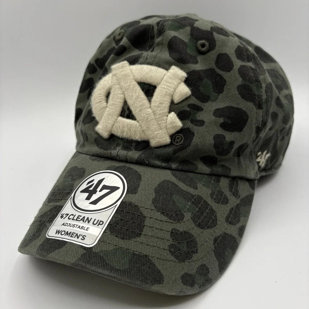 North Carolina Tar Heels Womens Hat 47 Brand UNC Cap Strap Back Leopard NCAA NEW